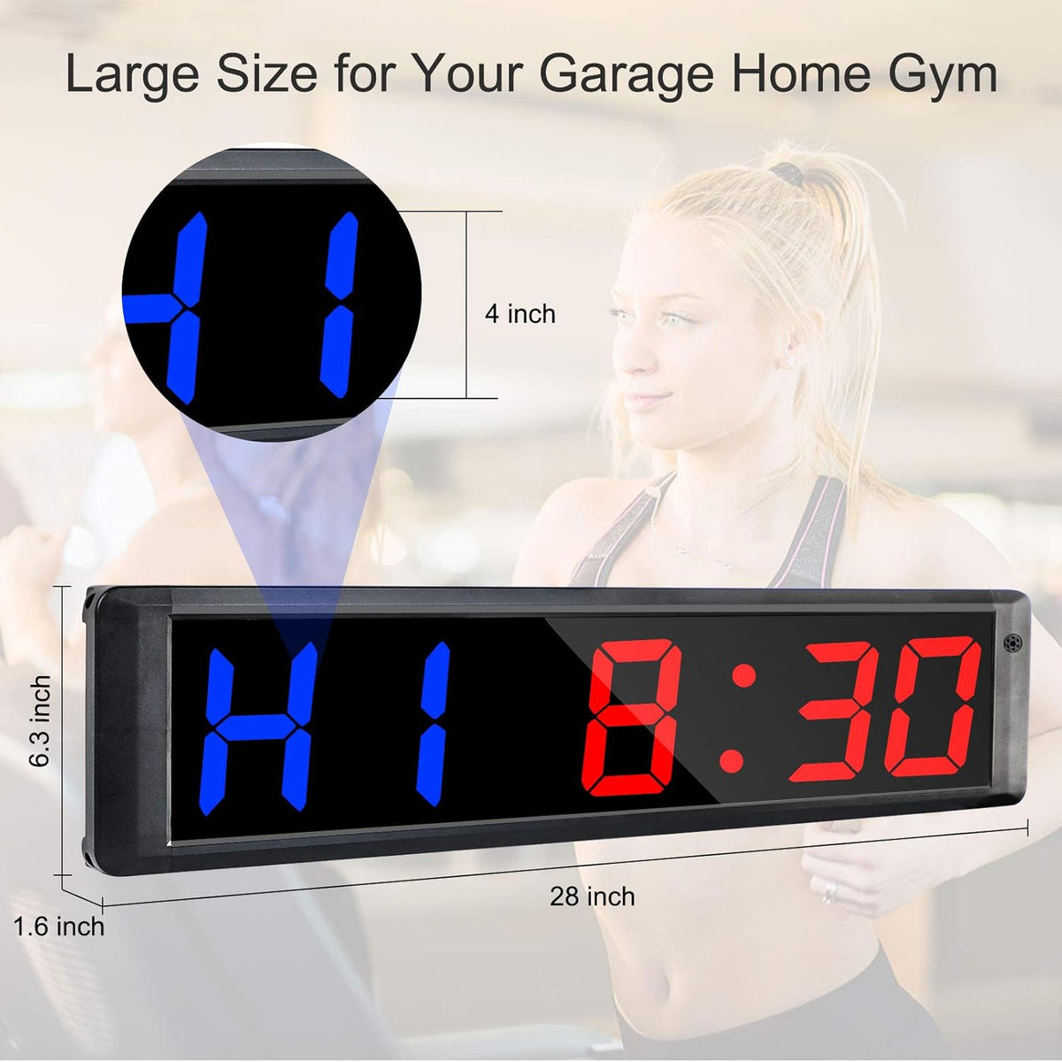 Horloge murale/Minuteur de sport 4 pouces 6 chiffres